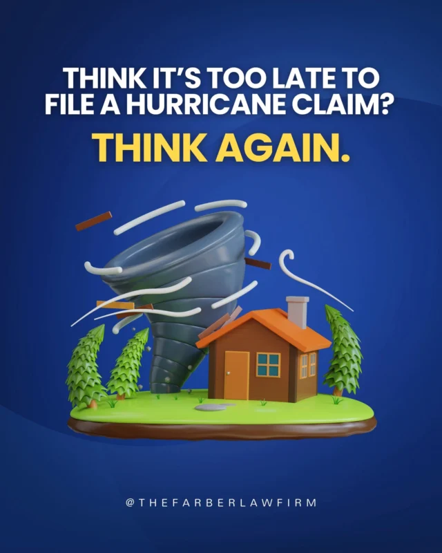 Hurricane Milton or Helene damaged your home?⛈️ You might still have time to file a claim. Florida’s Statute of Limitations (SOL) gives you a legal deadline, and for many affected last year, the clock is still ticking.
Don’t assume it’s too late. Let’s review your case and protect your rights while there’s still time.
📞 Free consultation: 305-774-0134
💻 www.thefarberlawfirm.com/contact-us
📍 Coral Gables, FL
Follow us for more hurricane claim tips this season!
#HurricaneSeason #MiltonHurricane #HeleneHurricane #HurricaneDamage #FloridaLawyer #InsuranceClaimHelp #StormRelief #SOLMatters #HurricanePreparedness #InsuranceDispute #KnowYourRights #TheFarberLawFirm #FreeConsultation