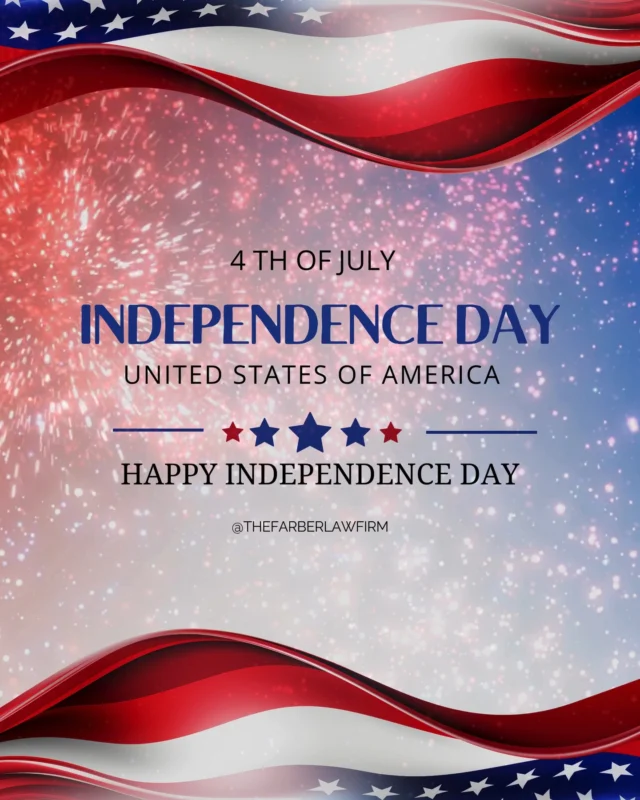 On this day, we pause to reflect on the meaning of freedom, unity, and the resilience that shapes our nation. From all of us at The Farber Law Firm, we wish you a peaceful and meaningful Fourth of July: surrounded by loved ones, laughter, and the spirit of hope that this day represents.
Happy Independence Day! 🎆❤️🤍💙
#FourthOfJuly #IndependenceDay #July4th #4thOfJulyVibes #GratefulHeart #FreedomMatters #UnitedWeStand #CelebrateFreedom